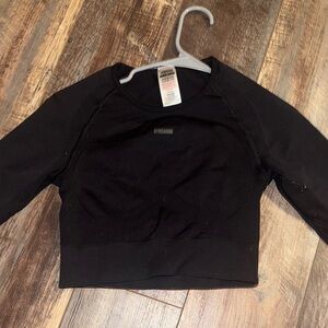 Gymshark Black Cropped Long Sleeve Performance Top